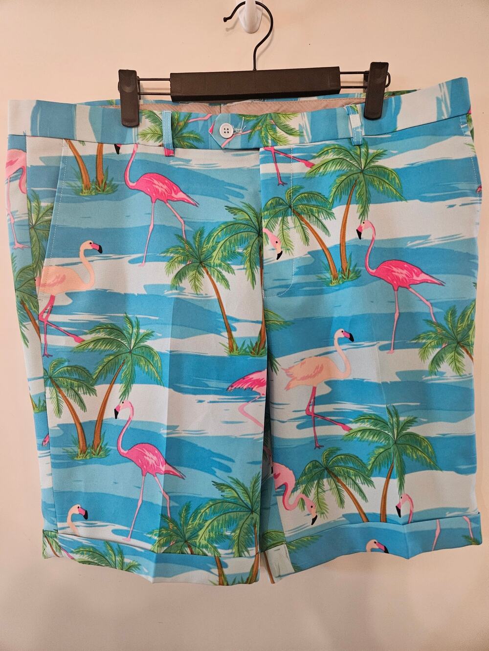 Opposuits Men's Shorts 48W Flamingos Ocean Palm Trees Fun Vacation Resort b70